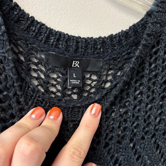 Banana Republic Cotton Blend Open Stitch Crotchet Black Maxi Dress - Picture 3 of 3